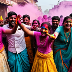 프로페셔널 왁스 히터 장단점 - A vibrant, colorful Holi celebration in Vrindavan, India. People are joyfully throwing colorful powd...
